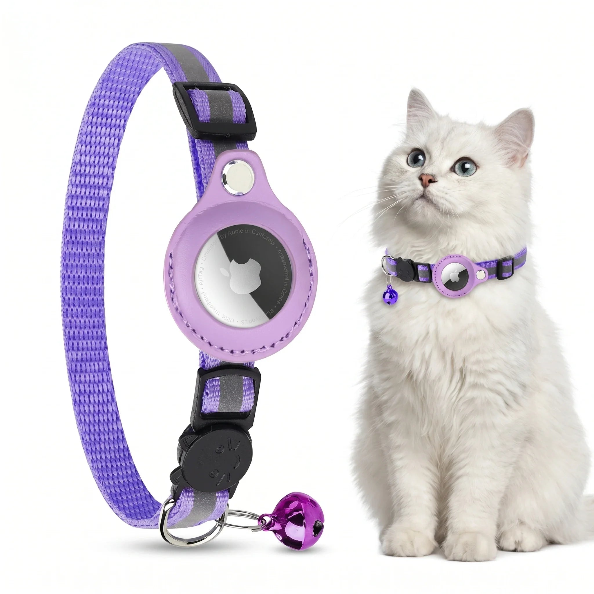 TrackTail GPS-halsband kat — Paars, met AirTag-houder