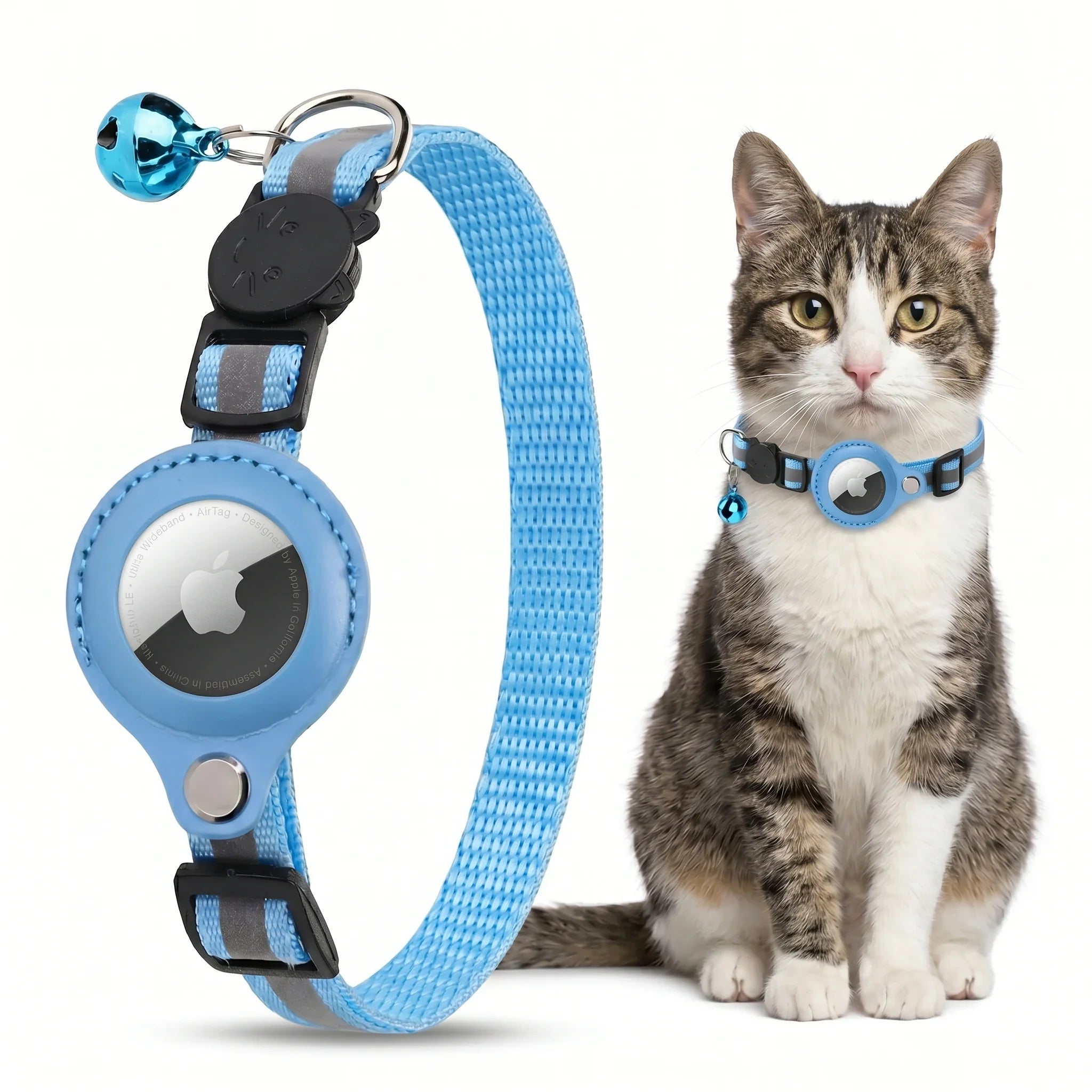 TrackTail GPS-halsband kat — Hemelsblauw, met AirTag-houder
